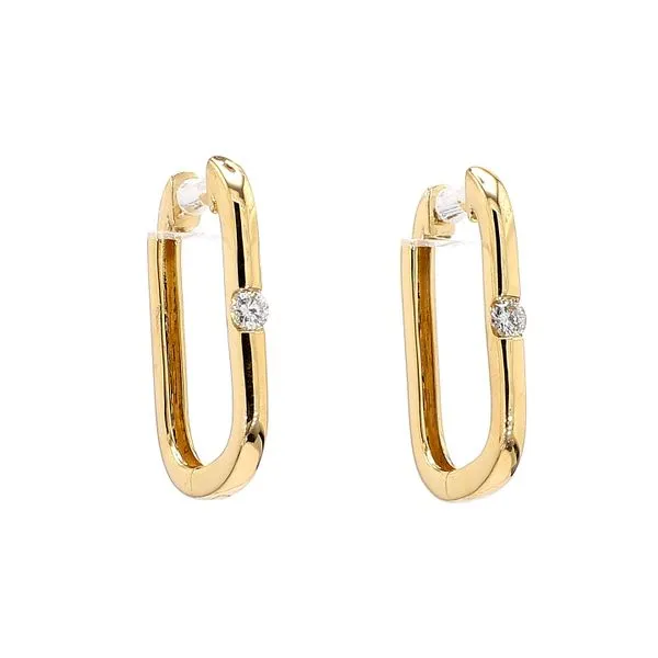 14K Yellow Gold 0.10ctw RBC Diamond Paperclip Hoop Earrings Raleigh Diamond Fine Jewelry Raleigh, NC