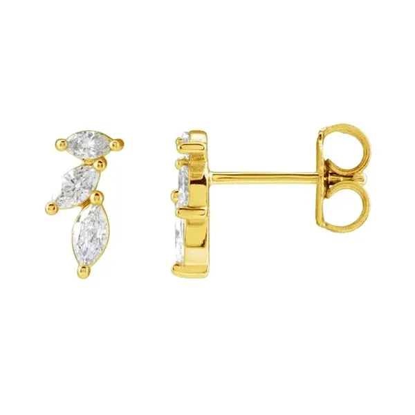 14K Yellow Gold 0.33ctw Natural Diamond Nature-Inspired Stud Earrings Raleigh Diamond Fine Jewelry Raleigh, NC
