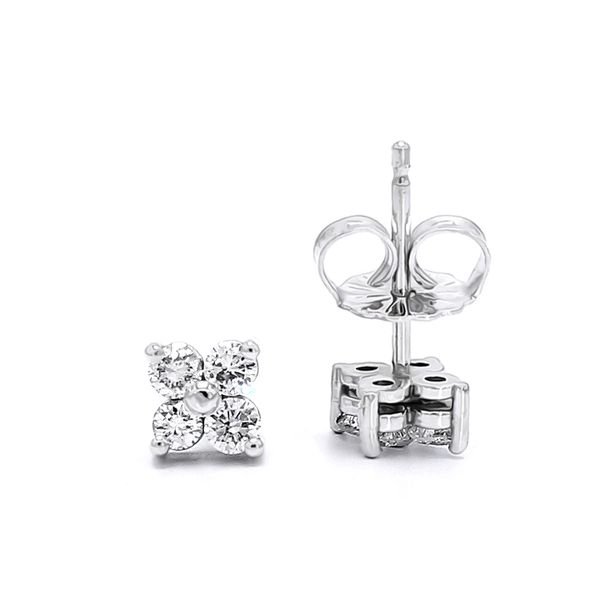 14K White Gold 0.26ctw G-H/SI2 RBC Diamond Quad Stud Earrings Raleigh Diamond Fine Jewelry Raleigh, NC