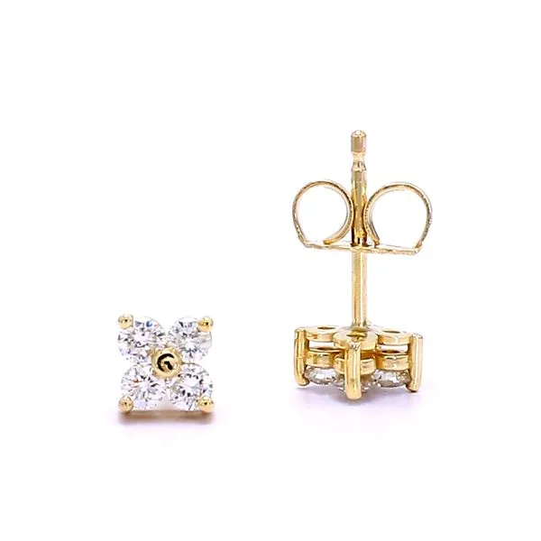 14K Yellow Gold 0.30ctw G-H/SI2 Quad RBC Diamond Stud Earrings Raleigh Diamond Fine Jewelry Raleigh, NC