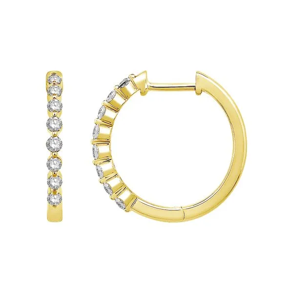 14K Yellow Gold 0.33ctw Diamond Hoop Earrings Raleigh Diamond Fine Jewelry Raleigh, NC