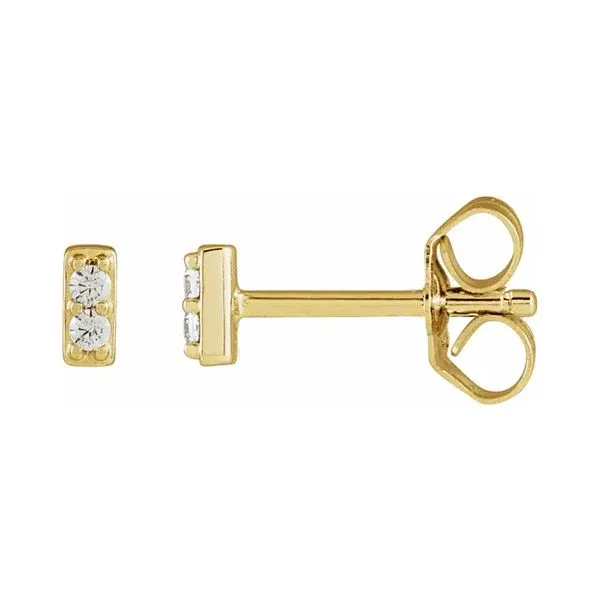 14K Yellow Gold 0.06ctw Natural Round Diamonds Stud Earrings