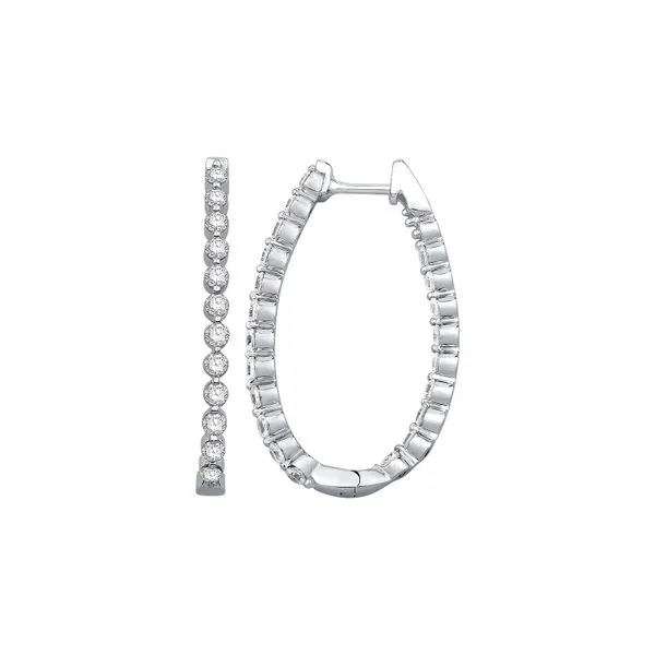 14K White Gold 1.50ctw Diamond Hoop Earrings