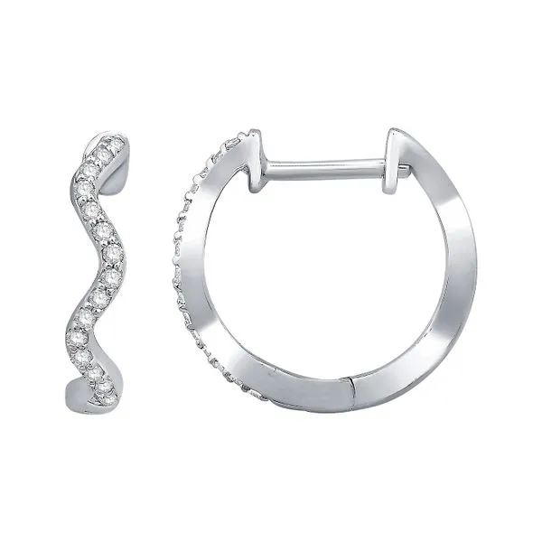 14K White Gold 0.13ctw Hoop Diamond Earrings Raleigh Diamond Fine Jewelry Raleigh, NC