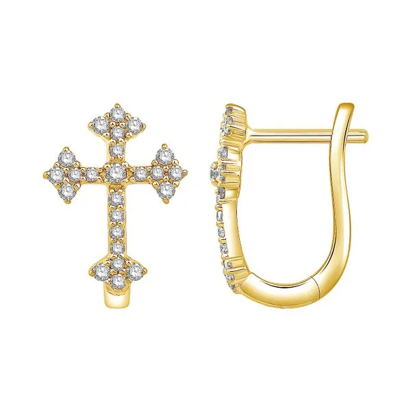 10KY Yellow Gold 0.25ctw Cross Diamond Earrings