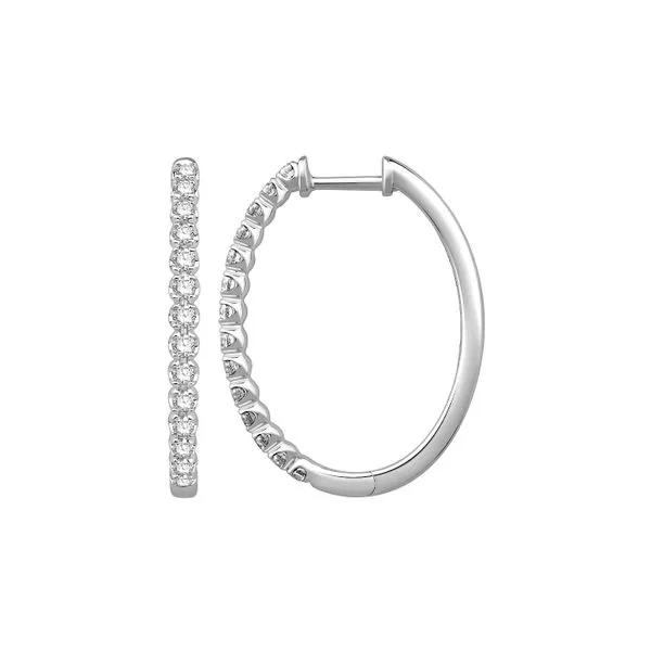 10K White Gold 0.75ctw Diamond Hoop Earrings Raleigh Diamond Fine Jewelry Raleigh, NC