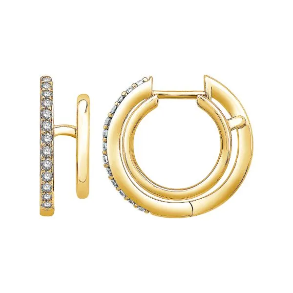 10K Yellow Gold 0.20ctw Diamond Hoop Earrings
