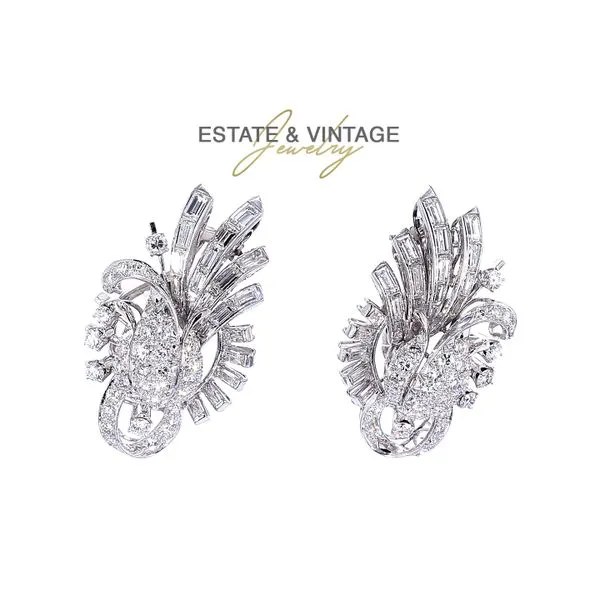 Estate Platinum 2.75ctw G-H/VS1-SI1 Diamond Clip-on Earrings