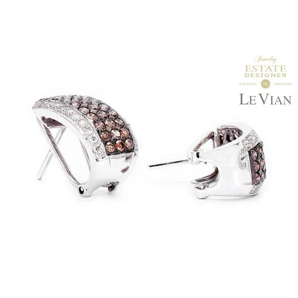 Estate Designer LeVian 14K White Gold 2.00ctw Chocolate Vanilla Diamond Earrings Raleigh Diamond Fine Jewelry Raleigh, NC
