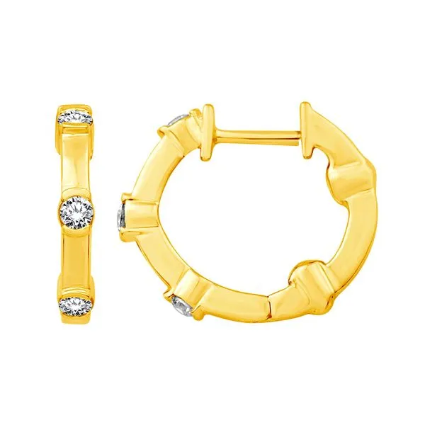 14K Yellow Gold 0.30ctw G/SI1 Diamond Hoop Earrings Raleigh Diamond Fine Jewelry Raleigh, NC