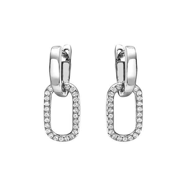 18K White Gold 0.36cttw Diamond Hoop Oval Dangle Earrings Raleigh Diamond Fine Jewelry Raleigh, NC