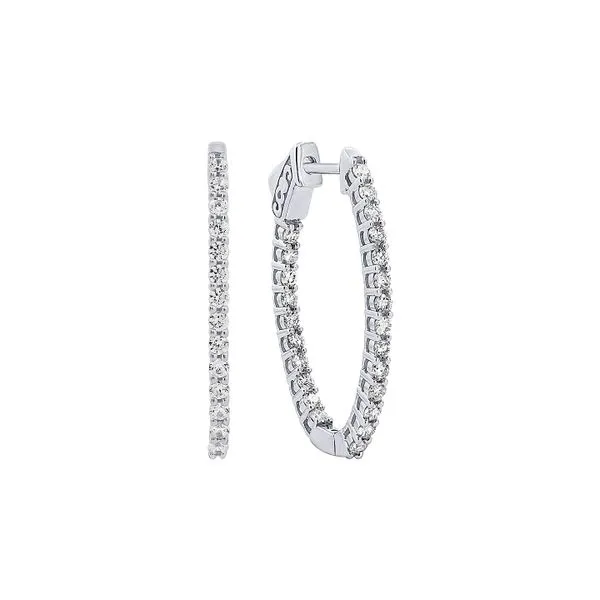 14K White Gold 1.50cttw Diamond Inside-Out Oval Hoop Earrings Raleigh Diamond Fine Jewelry Raleigh, NC