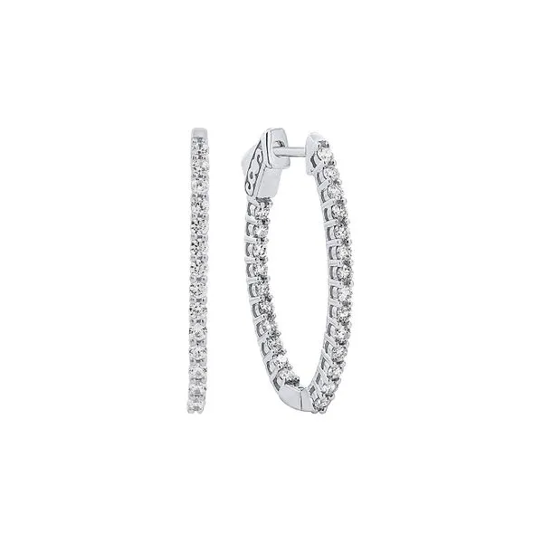 14K White Gold 0.50ctw Oval Inside-Out Martini Set Diamond Hoop Earrings Raleigh Diamond Fine Jewelry Raleigh, NC