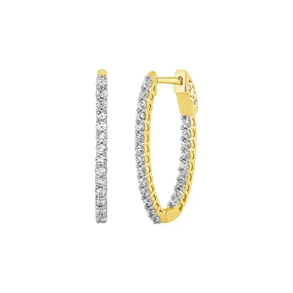 14K Yellow Gold 0.50ctw Diamond Hoop Earrings Raleigh Diamond Fine Jewelry Raleigh, NC