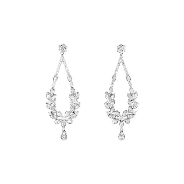 14K White Gold 1.00ctw Diamond Dangle Drop Chandelier Earrings Raleigh Diamond Fine Jewelry Raleigh, NC
