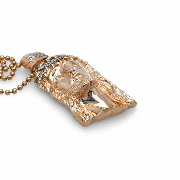 Estate 14K Rose Gold ~2.00ctw Diamond Men's Jesus Pendant from Rapper LUDACRIS Image 2 Raleigh Diamond Fine Jewelry Raleigh, NC