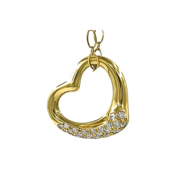 Tiffany and Co 18k Yellow Gold and Diamond Heart Necklace Raleigh Diamond Fine Jewelry Raleigh, NC