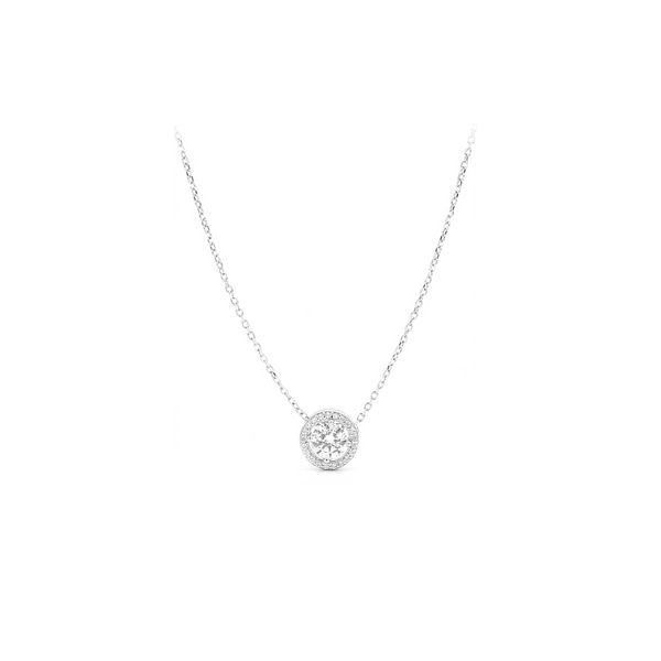 14K White Gold 0.50ctw Diamond Halo Pendant / Necklace Image 2 Raleigh Diamond Fine Jewelry Raleigh, NC