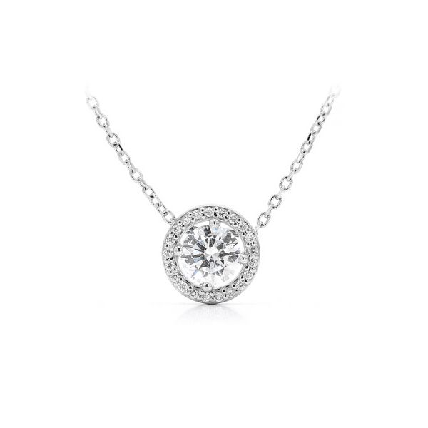 14K White Gold 0.50ctw Diamond Halo Pendant / Necklace Raleigh Diamond Fine Jewelry Raleigh, NC