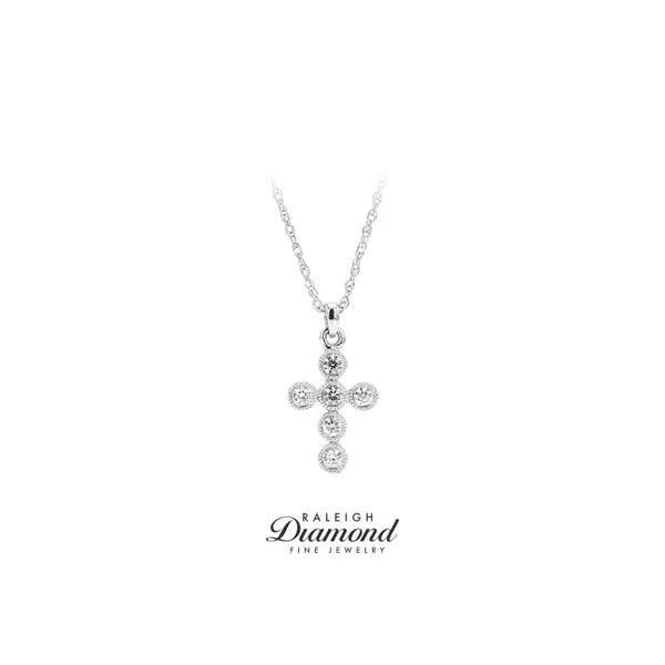 Gabriel & Co. 14K White Gold 0.10ctw Diamond Cross Pendant / Necklace Raleigh Diamond Fine Jewelry Raleigh, NC