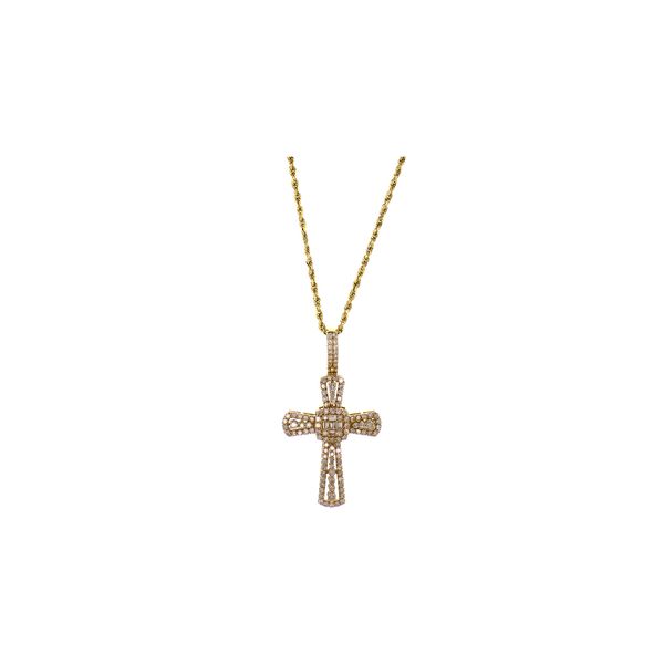 14K Yellow Gold 2.57ctw Diamond Cross Pendant Image 2 Raleigh Diamond Fine Jewelry Raleigh, NC