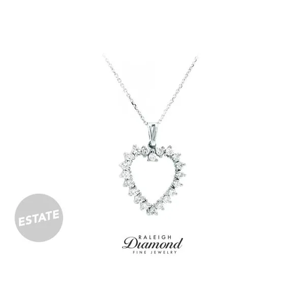 Estate 14K White Gold ~1.00ctw Diamond Heart Pendant/Necklace Raleigh Diamond Fine Jewelry Raleigh, NC