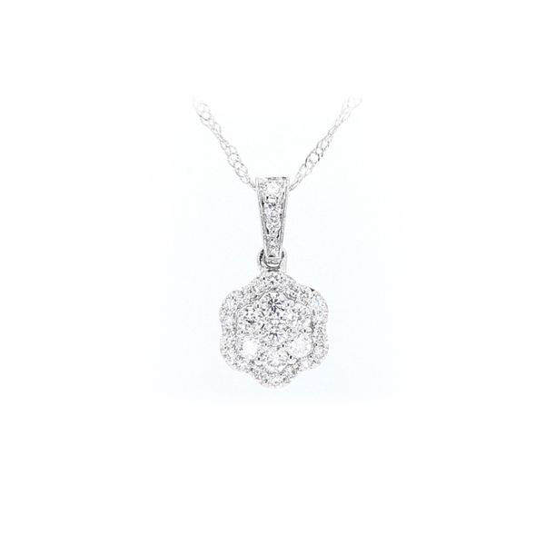14K White Gold 0.25ctw Diamond Cluster Pendant/Necklace Raleigh Diamond Fine Jewelry Raleigh, NC