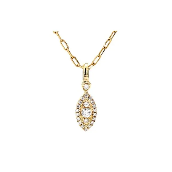 14K Yellow Gold 0.08ctw Diamond Marquise-shaped Cluster Pendant Raleigh Diamond Fine Jewelry Raleigh, NC