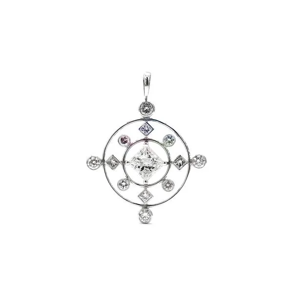 14K White Gold 1.78ctw Compass Diamond Pendant with 18