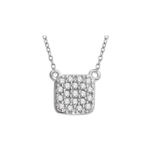 14K White Gold 1/6ctw Natural Diamond Cluster 16-18