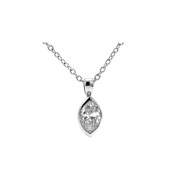 14K White Gold 7x3.5 mm Marquise Bezel-Set Pendant Raleigh Diamond Fine Jewelry Raleigh, NC
