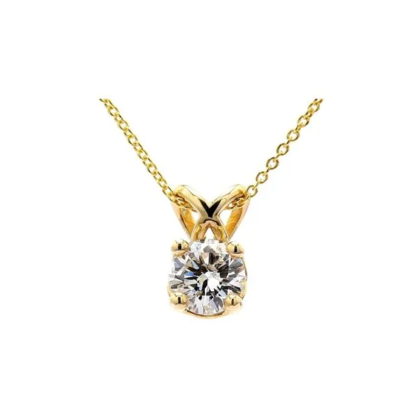 14K Yellow Gold 0.51ct I/I1 RBC Diamond Solitaire Pendant with 18
