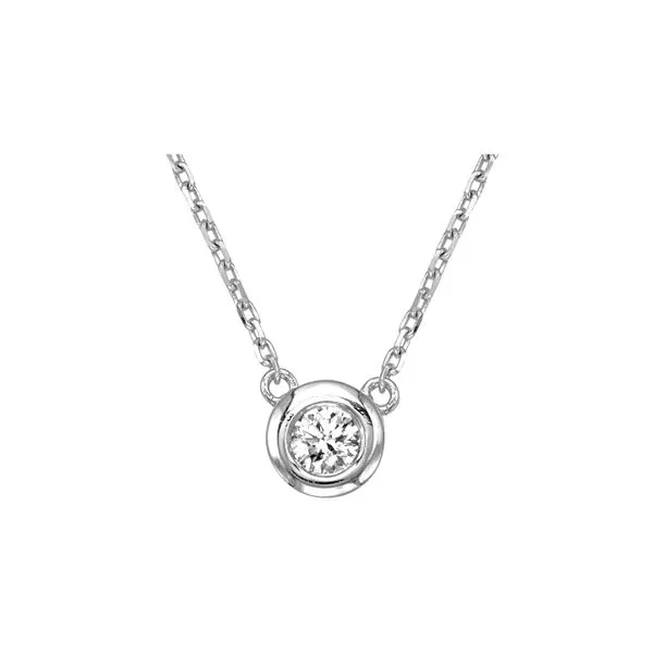 14K White Gold 0.25ctw G/SI1 Bezel Set Diamond Pendant with 18