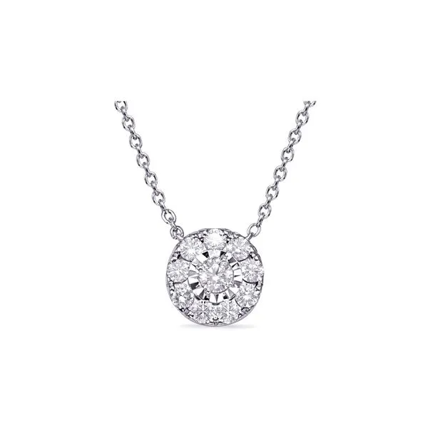 14K White Gold 0.35ctw Diamond Cluster Pendant with 18