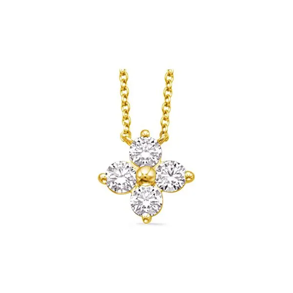 14K Yellow Gold 0.40ctw Flower Diamond Pendant with 18