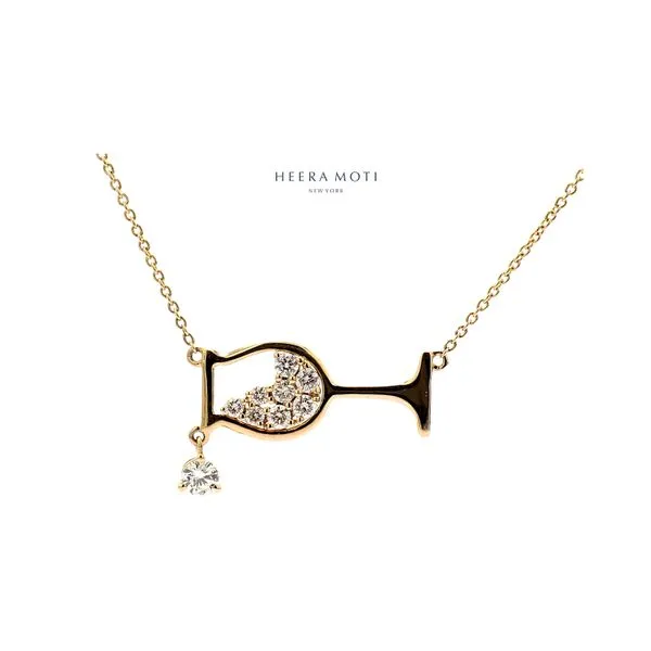 Heera Moti 14K Yellow Gold 0.35ctw Champagne Glass Pendant on 18