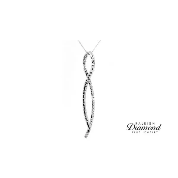 Estate Le Vian 14K White Gold Ribbon Pendant Chocolate & Vanilla Diamonds Image 2 Raleigh Diamond Fine Jewelry Raleigh, NC