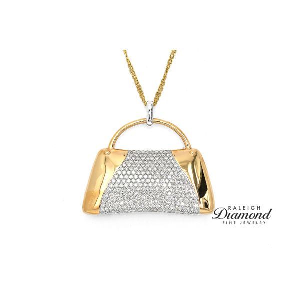 Estate 14K Rose & White Gold Handbag Pendant with Diamonds Raleigh Diamond Fine Jewelry Raleigh, NC