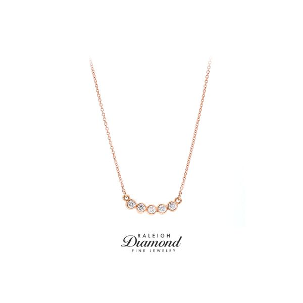 14K Rose Gold 0.20ctw 5-Stone Bezel Set 16-18 inch Necklace Raleigh Diamond Fine Jewelry Raleigh, NC