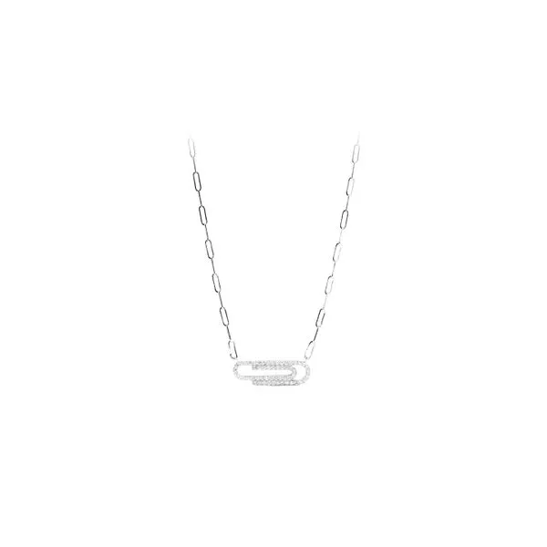 14K White Gold 0.40ctw Diamond Paperclip on Elongated Flat Link Chain Image 3 Raleigh Diamond Fine Jewelry Raleigh, NC