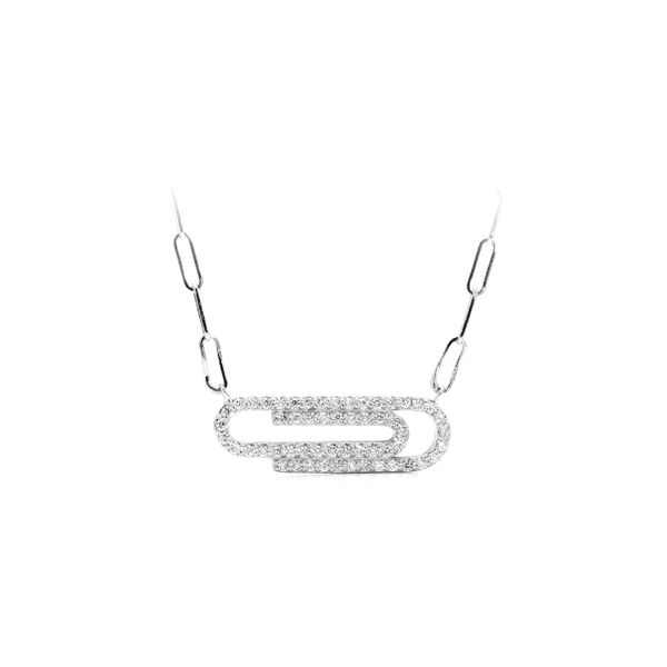 14K White Gold 0.40ctw Diamond Paperclip on Elongated Flat Link Chain Raleigh Diamond Fine Jewelry Raleigh, NC