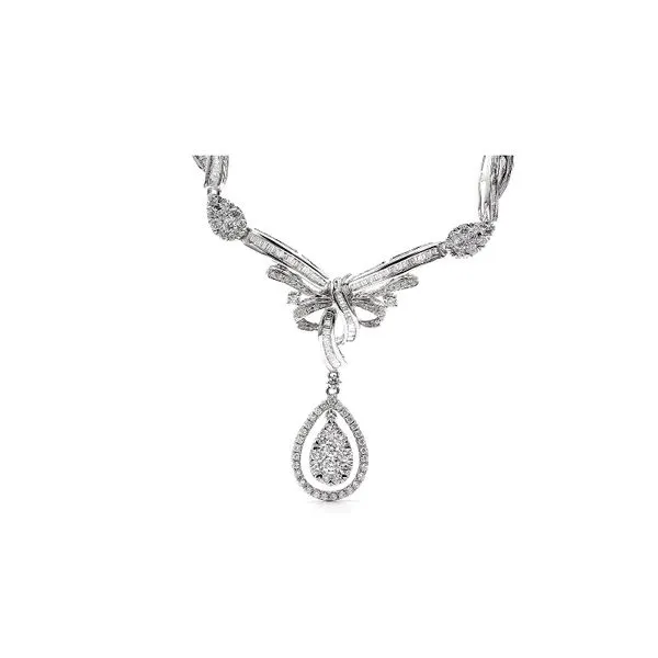 18K White Gold 2.62ctw G-H/SI1-SI2 Vintage Style Diamond Necklace Raleigh Diamond Fine Jewelry Raleigh, NC
