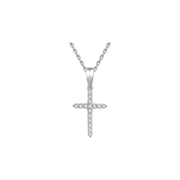 10K White Gold 0.10ctw Cross 18