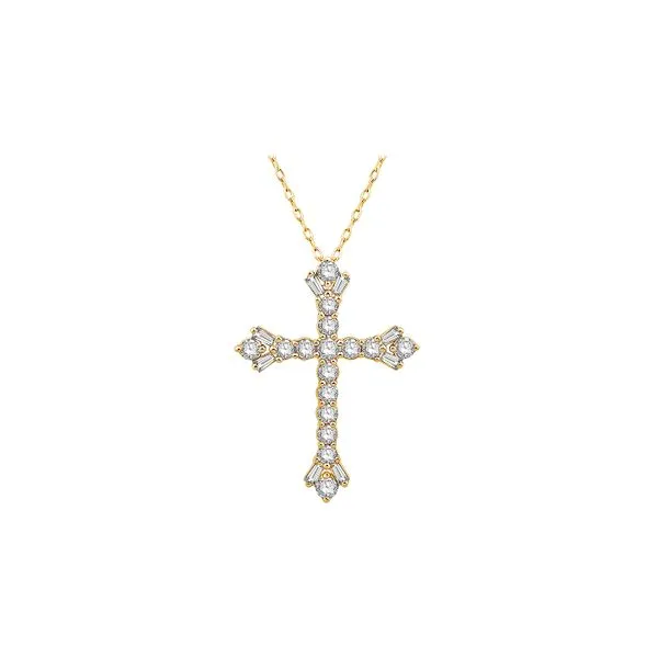 14K Yellow Gold 0.50ctw Diamond Cross 18