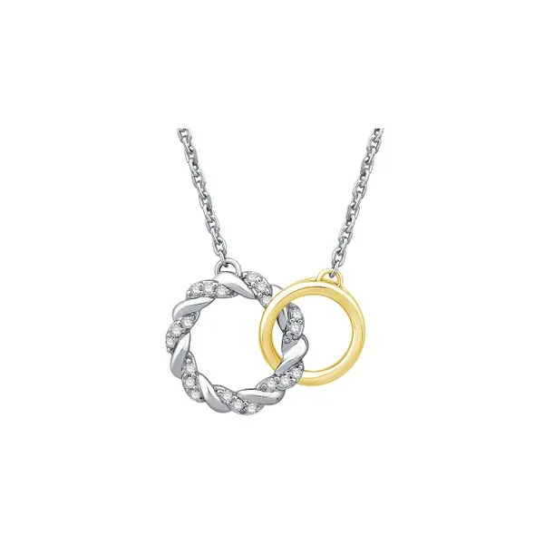 10K White & Yellow Gold 0.08ctw Intertwined Circles 18