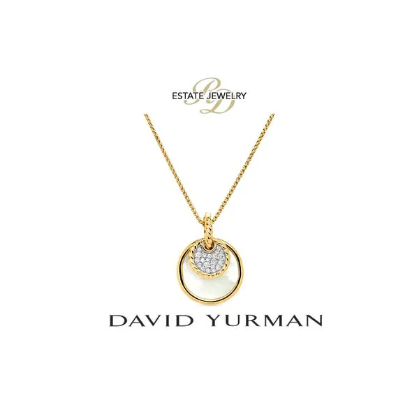 Estate David Yurman 18K Yellow Gold 0.12ctw Elements Convertible Necklace Diamond Black Onyx Reverse Mother-of-Pearl Pendant Necklace Image 2 Raleigh Diamond Fine Jewelry Raleigh, NC