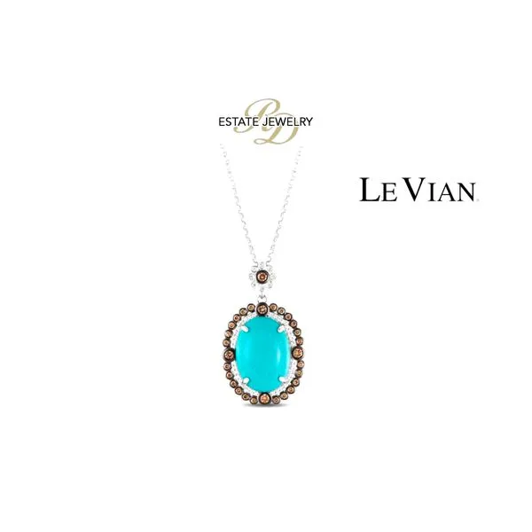Estate LeVian 18K White Gold Natural Turquoise 7/8ctw Diamonds Vanilla Gold 18