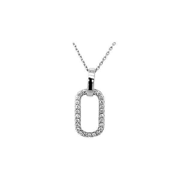 18K White Gold 0.18cttw Diamond Squared Oval Pendant 18