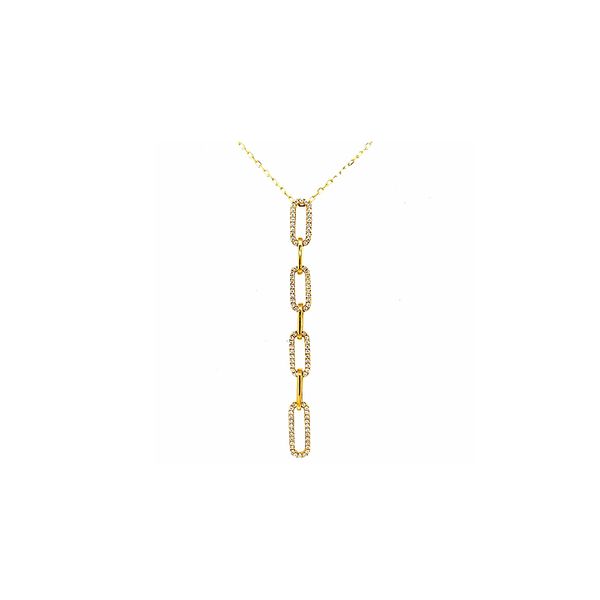 18K Yellow Gold 0.52cttw Diamond Vertical 7 Paperclip Pendant 18