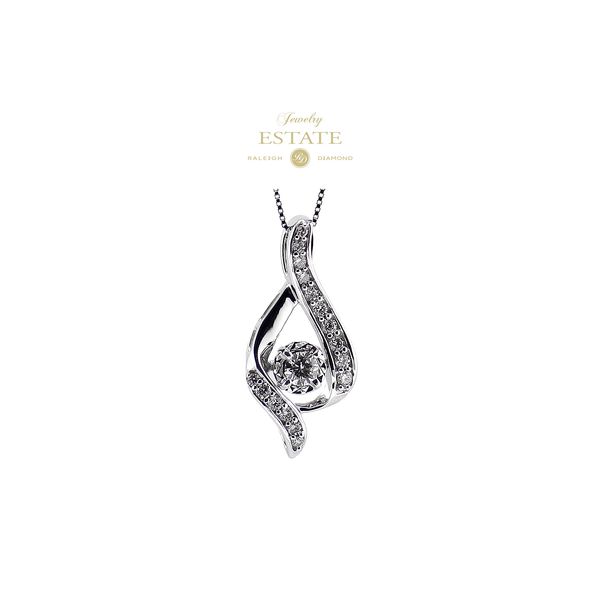 Estate14K White Gold Diamond Pendant 0.40ctw I-J/SI2-I1 Ctr 030ctw Accent 18